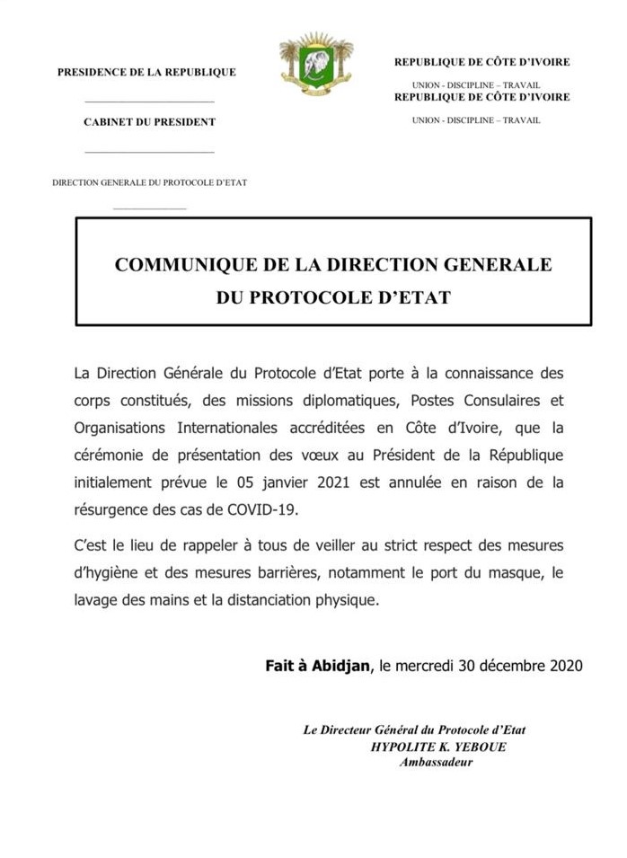 Communique_direction_generale_protocole_etat_Annulation_voeux_PR_2021_CIV_8