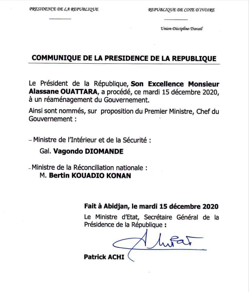 Un ministère dédié pour décrisper le climat politique_CIV_2