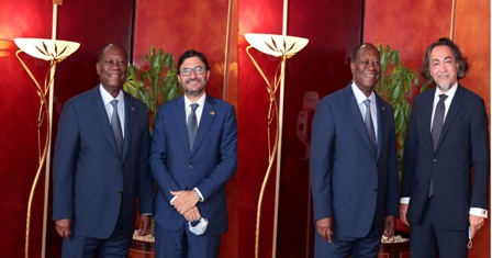 Le Chef de l’Etat, SEM Alassane Ouattara, a échangé avec les Ambassadeurs d’Espagne et d’Italie.