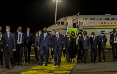 Arrivée du Président de la République,  SEM Alassane Ouattara , à Addis-Abeba (Ethiopie) à l’occasion du 35ème Sommet ordinaire de l’Union Africaine.