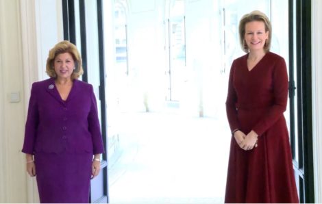 6ème Sommet UA-UE : Dominique Ouattara chez la Reine Mathilde de Belgique.