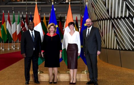 Dîner de travail offert par le Président du Conseil Européen, M. Charles Michel, et son épouse au Président de la République, S.E.M. Alassane Ouattara, et à la Première Dame, Mme Dominique Ouattara.