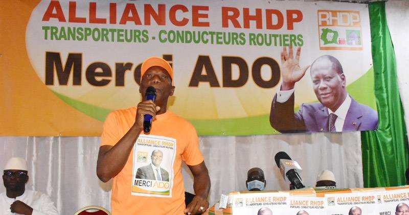 Les transporteurs et conducteurs routiers RHDP à Ouattara : « Merci ADO ».