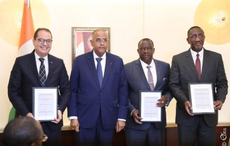Compétitivité de l’agriculture : Le Premier ministre préside la signature d’un protocole d’accord-cadre entre le gouvernement Ivoirien et OCP S.A, leader dans la production d’engrais.