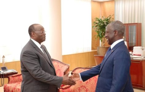 Elu président de l’Assemblée nationale : Adama Bictogo reçu en audience par Koné Meyliet Tiémoko, hier.