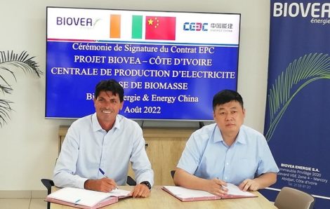 Biovea Energie signe avec le chinois CEEC pour la centrale à biomasse en Côte d’Ivoire.