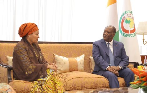 Entretien du Président de la République, S.E.M. Alassane Ouattara, avec Mme Amina J. Mohammed, Vice-Secrétaire Générale des Nations Unies.