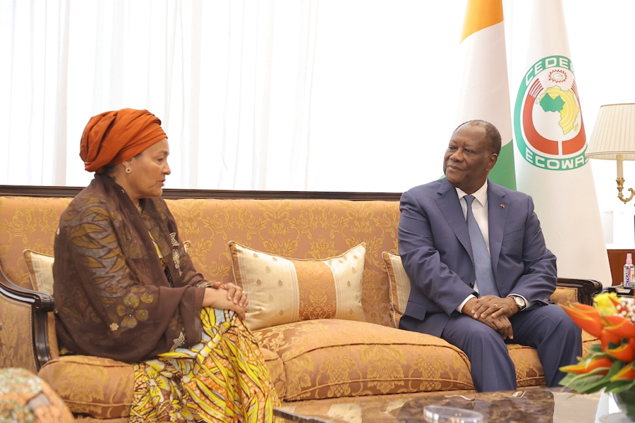 Entretien du Président de la République, S.E.M. Alassane Ouattara, avec Mme Amina J. Mohammed, Vice-Secrétaire Générale des Nations Unies.