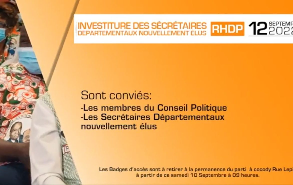 Investiture des secrétaires départementaux du RHDP nouvellement élus.