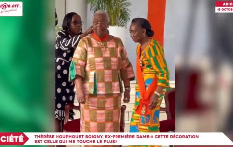 Grand officier dans l’ordre du mérite national: La « 1ère des Premières dames » Thérèse Houphouët-Boigny décorée.