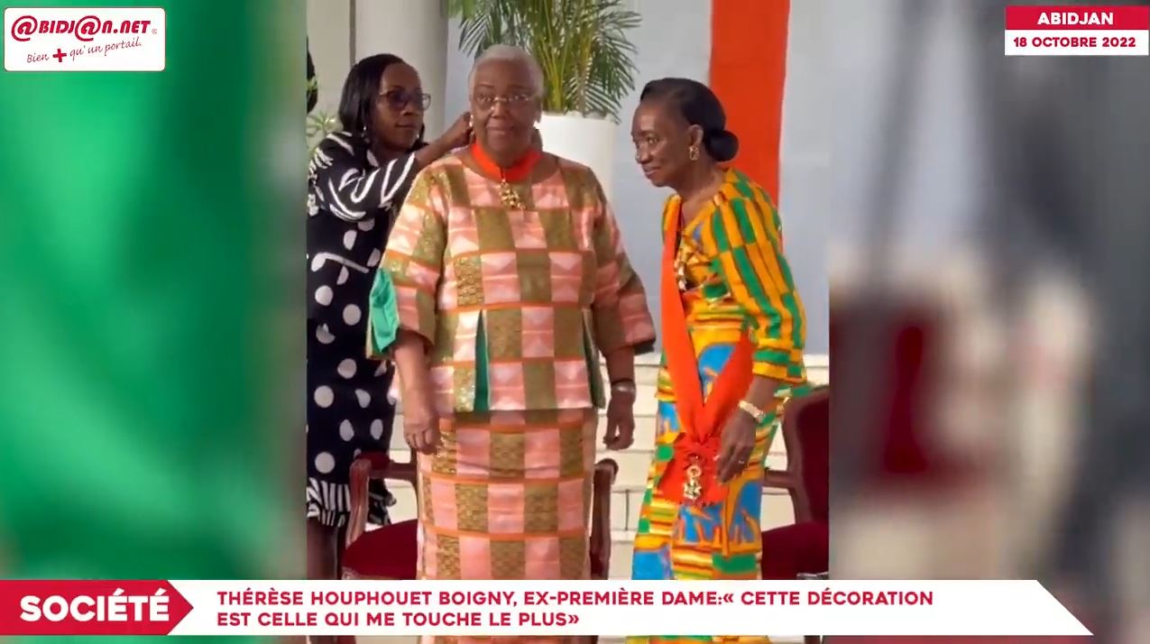 Grand officier dans l’ordre du mérite national: La « 1ère des Premières dames » Thérèse Houphouët-Boigny décorée.
