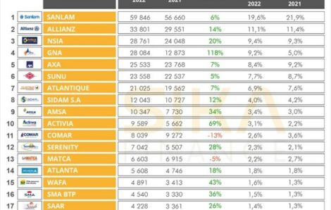 Classement des compagnies d’assurance ivoiriennes par chiffre d’affaires.