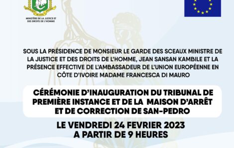 Justice et droits de l’Homme : Le tribunal de première instance de San Pedro, inauguré.