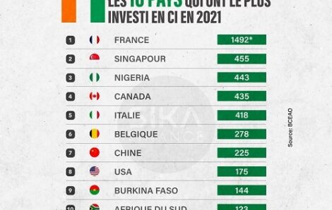 Ces pays champions de l’investissement en Côte d’Ivoire.