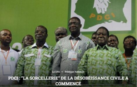 PDCI : ‘’la sorcellerie ‘’ de la désobéissance civile a recommencé.