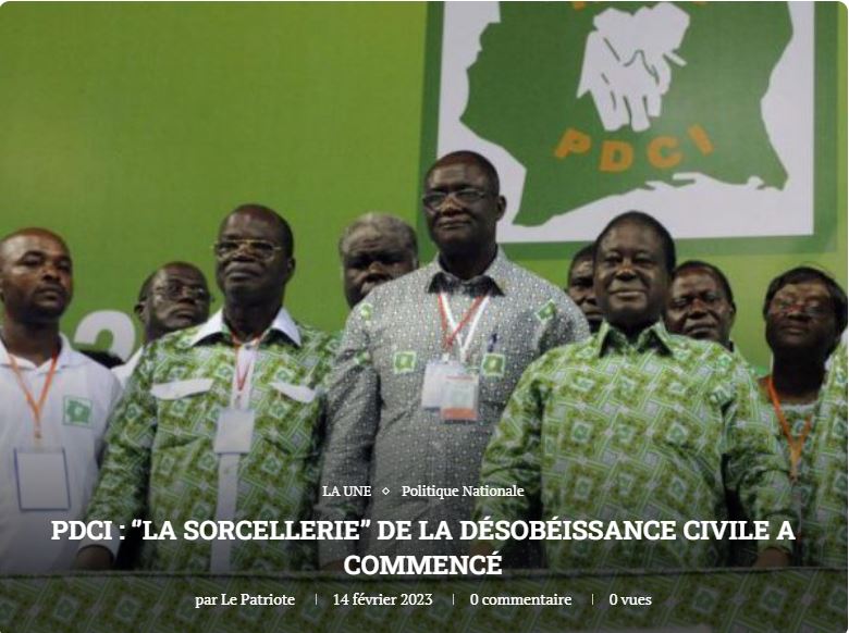 PDCI : ‘’la sorcellerie ‘’ de la désobéissance civile a recommencé.