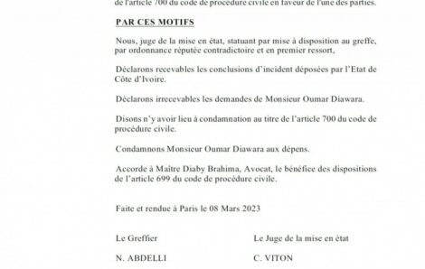 Côte d’Ivoire-France : Oumar Diawara perd son procès contre l’Etat, la justice française le condamne aux dépens.