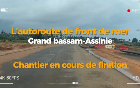 Le littoral ivoirien, les avancées du chantier de l’autoroute Grand-Bassam Assinie en front de mer.