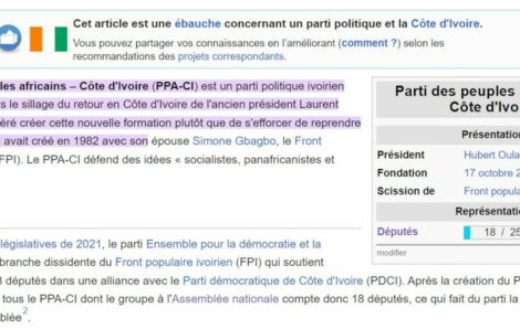 Qui est le président du PPA-CI selon l’encyclopédie libre Wikipédia? : que les responsables du PPA-CI arrêtent de mentir à leurs militants.
