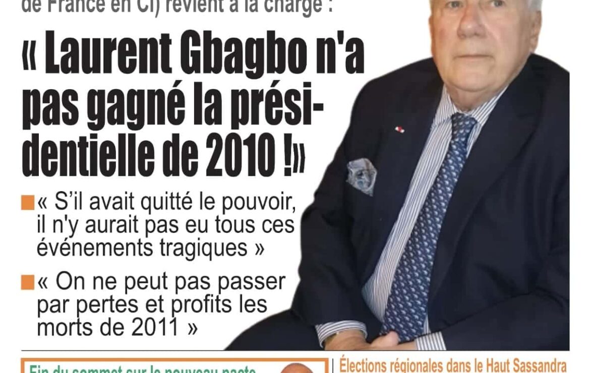 Politique – Interview/SEM Jean Marc Simon (ancien ambassadeur de France) revient à la charge :« Laurent Gbagbo n’a pas gagné la présidentielle de 2010 !».