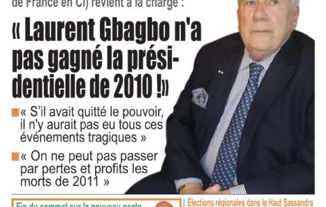 Politique – Interview/SEM Jean Marc Simon (ancien ambassadeur de France) revient à la charge :« Laurent Gbagbo n’a pas gagné la présidentielle de 2010 !».