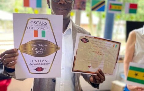 OSCAR international du festival sens & chocolat en France : Le cacao de Côte d’Ivoire lauréat.