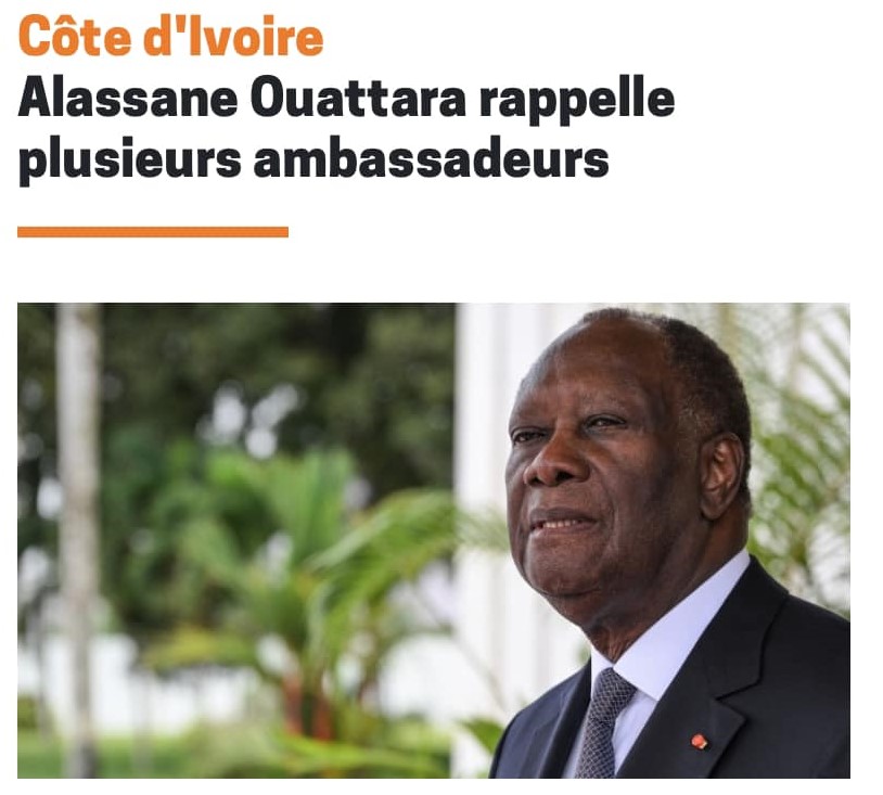 Côte d’Ivoire : Alassane Ouattara rappelle plusieurs ambassadeurs.