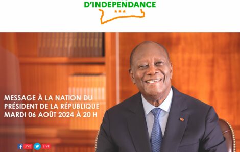 Message à la nation de S.E.M. Alassane Ouattara Président de la République à l’occasion du 64ème anniversaire de l’indépendance de la Côte d’Ivoire.