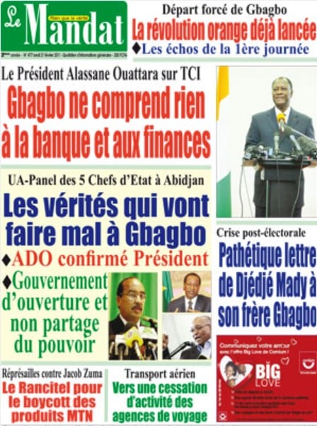 Entretien/Le Président Alassane Ouattara, sur TCI : « Gbagbo ne comprend rien à la banque et aux finances » (21 février 2011).
