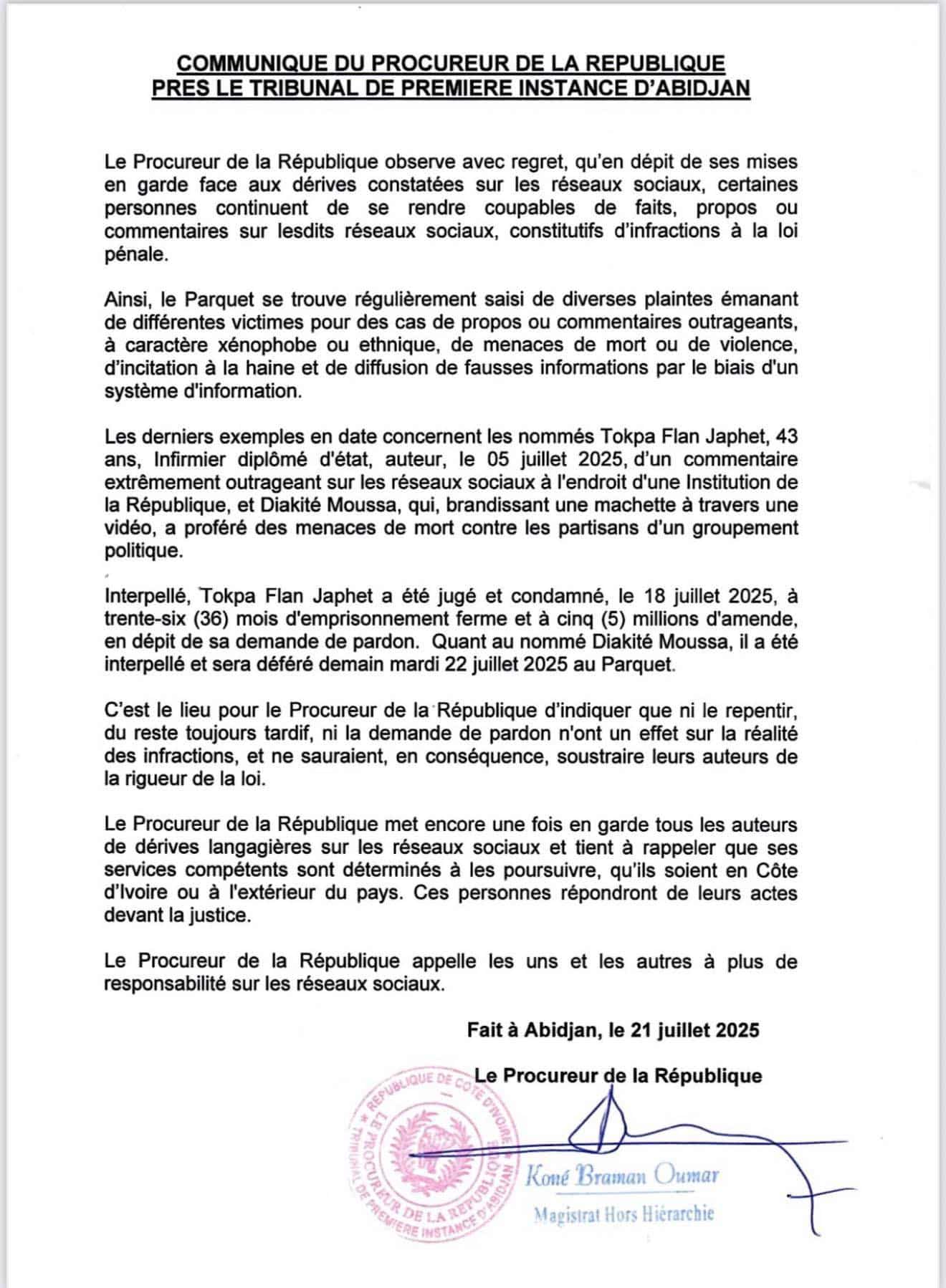 Communique_Procureur_64683545681325_627985904218537167_n