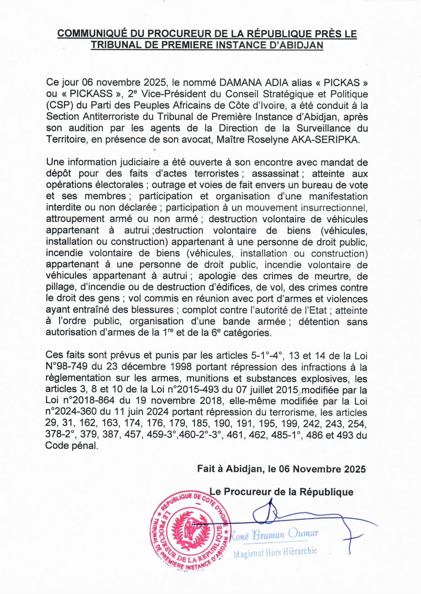 communiqué_procureur mandat_depot_2025