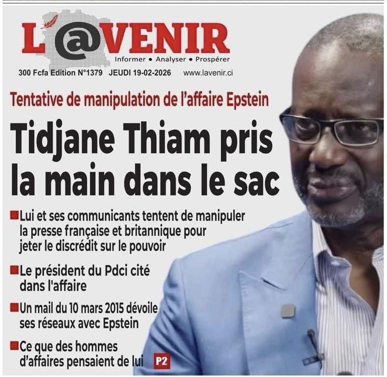 Politique : Tentative de manipulation de l&rsquo;affaire Epstein : Tidjane Thiam pris la main dans le sac.