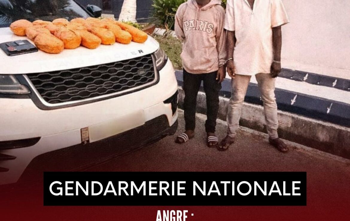 Angré : 02 Individus interpellés par la Gendarmerie Nationale de Côte d&rsquo;Ivoire dans une grosse cylindrée en possession d&rsquo;une grosse quantité de drogue.
