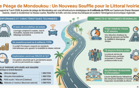Autoroute Grand-Bassam – Assouindé : le poste à péage de Mondoukou officiellement mis en service.