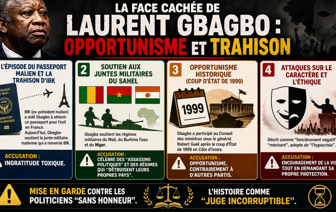 La face cachée de l&rsquo;histoire : quand l&rsquo;ex président Gbagbo et ses partisans font alliance avec les tombeurs de leurs propres amis.