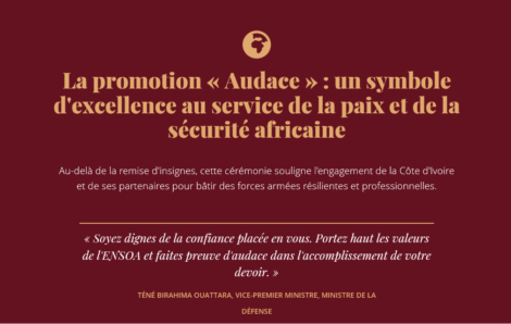 Côte d’Ivoire-AIP/ Bouaké : 212 élèves sous-officiers de la 35ème promotion de l&rsquo;ENSOA baptisés et élevés au grade de sergent