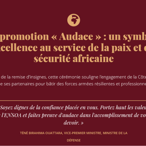 Côte d’Ivoire-AIP/ Bouaké : 212 élèves sous-officiers de la 35ème promotion de l&rsquo;ENSOA baptisés et élevés au grade de sergent